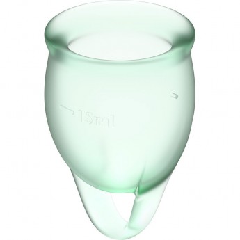 Набор менструальных чаш, 2шт SATISFYER FEEL CONFIDENT MENSTRUAL CUP LIGHT GREEN Набор менструальных чаш, 2шт SATISFYER FEEL CONFIDENT MENSTRUAL CUP LIGHT GREEN