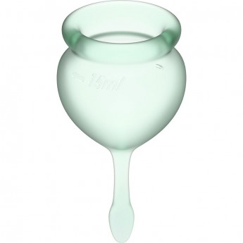 Набор менструальных чаш, 2шт SATISFYER FEEL GOOD MENSTRUAL CUP LIGHT GREEN Набор менструальных чаш, 2шт SATISFYER FEEL GOOD MENSTRUAL CUP LIGHT GREEN
