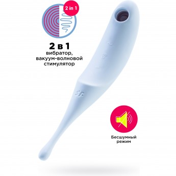 Вакуум-волновой бесконтактный стимулятор клитора SATISFYER TWIRLING PRO, силикон, голубой Вакуум-волновой бесконтактный стимулятор клитора SATISFYER TWIRLING PRO, силикон, голубой